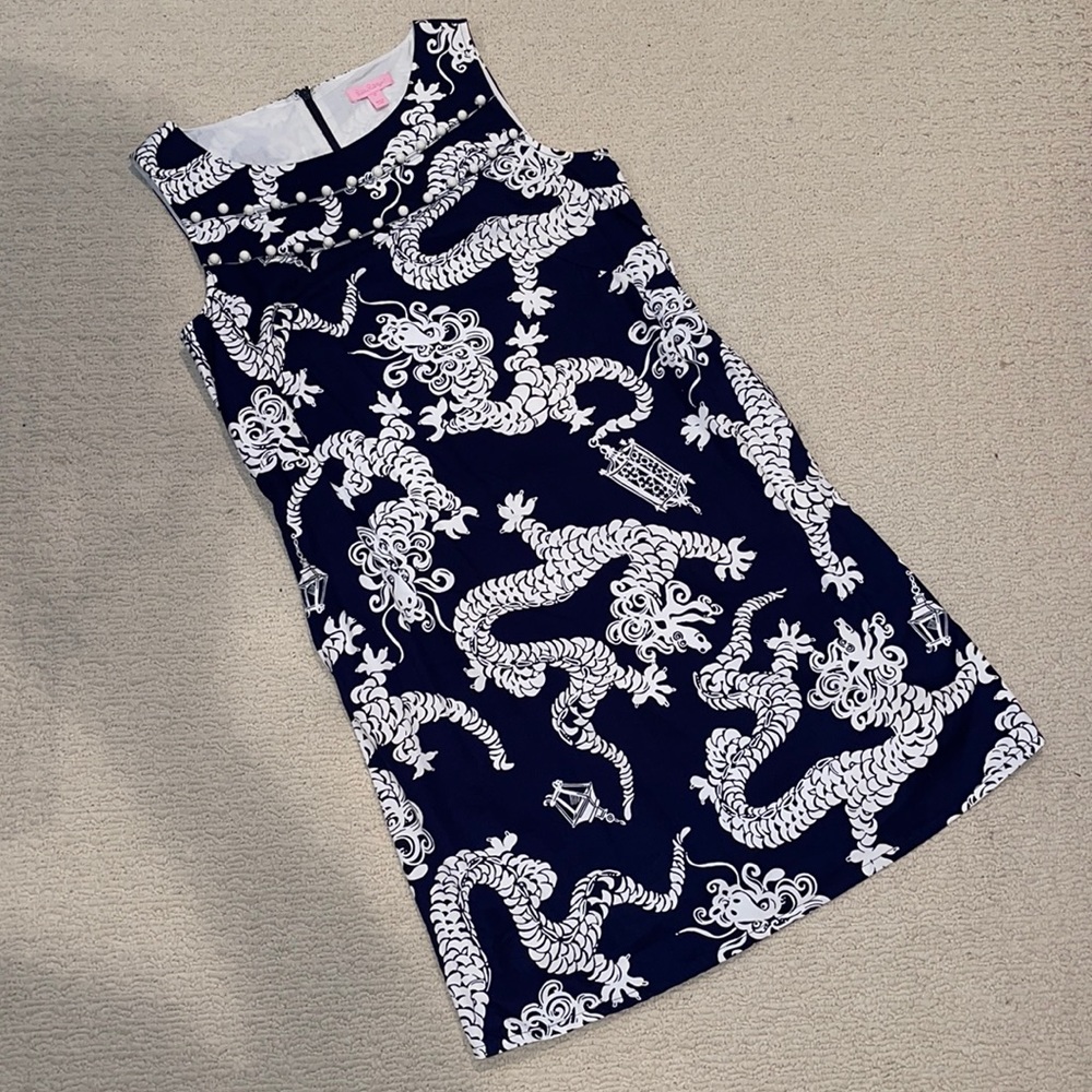 LILLY PULITZER NAVY Chinoiserie Dragon Dress 10